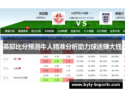 英超比分预测牛人精准分析助力球迷赚大钱